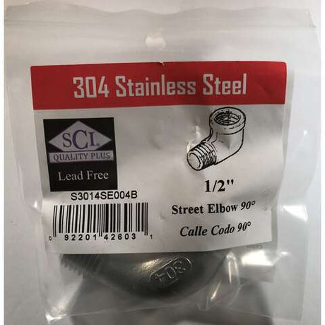 Smith-Cooper 1/2 in. FPT X 1/2 in. D FPT Stainless Steel 90 Degree Street Elbow