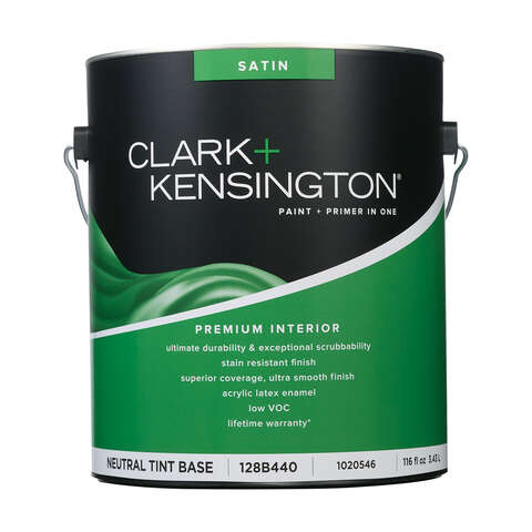 Clark+Kensington Satin Tint Base Neutral Base Premium Paint Interior 1 gal, Pack of 4