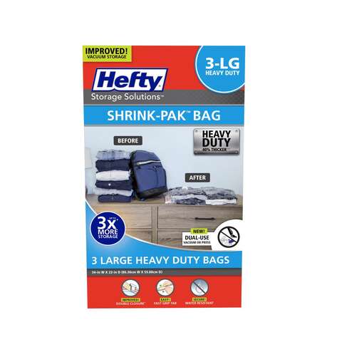 Hefty Shrink-Pak Clear Vacuum Cube Storage Bags, Pack of 2