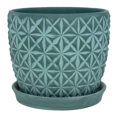 Trendspot Tribeca 7.3 in. H X 8.3 in. W X 8.3 in. D X 8 in. D Ceramic Planter Teal, Pack of 2