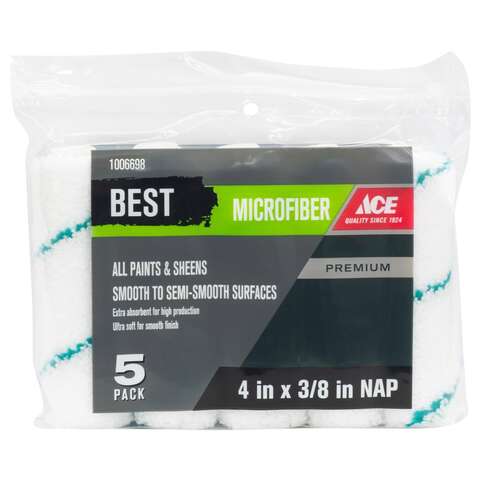 Ace Best Microfiber 4 in. W X 3/8 in. Mini Paint Roller Cover 5 pk, Pack of 5