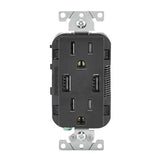 Leviton Decora 15 amps 125 V Black Outlet and USB Charger 5-15R 1 pk