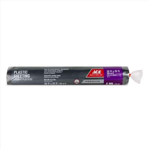 Ace Plastic Sheeting 6 mil X 20 ft. W X 25 ft. L Polyethylene Black