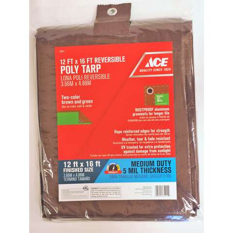 Ace 12 ft. W X 16 ft. L Medium Duty Polyethylene Tarp Brown/Green