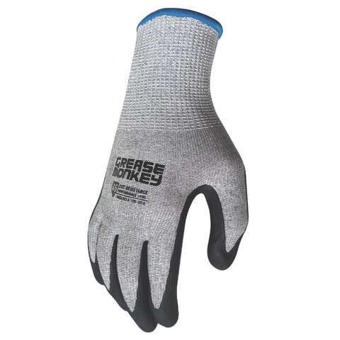 Grease Monkey XL Sandy Nitrile Cut Resistant Black/Gray Dipped Gloves