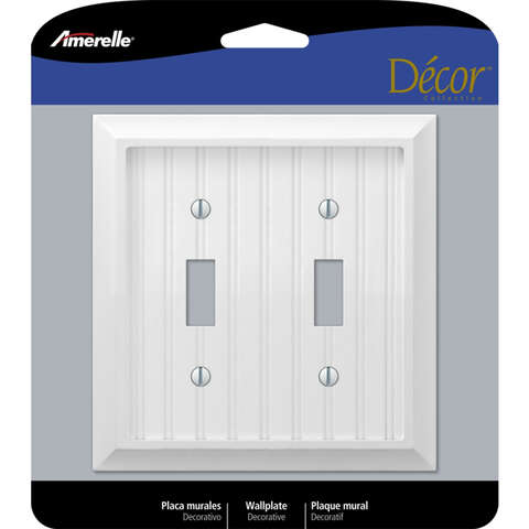 Amerelle Cottage White 2 gang Wood Toggle Wall Plate 1 pk