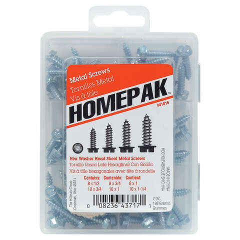 Homepak Assorted in. Slotted Hex Head Sheet Metal Screw Kit