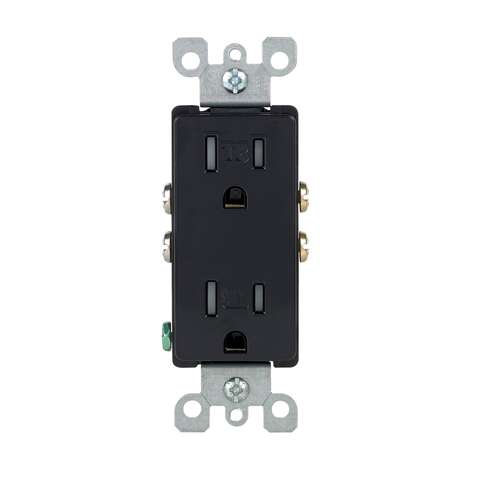 Leviton Decora 15 amps 125 V Duplex Black Outlet 5-15R 1 pk