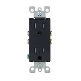 Leviton Decora 15 amps 125 V Duplex Black Outlet 5-15R 1 pk