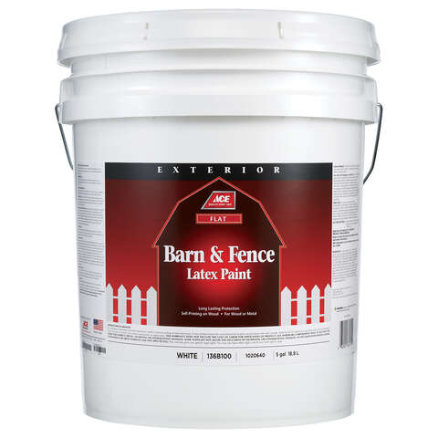 Ace Flat White Barn and Fence Paint Exterior 5 gal