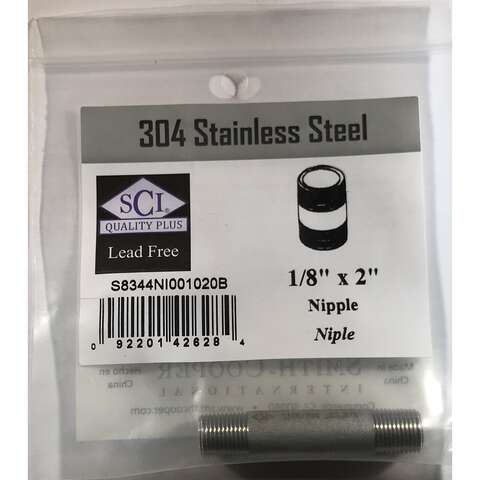 Smith-Cooper 1/8 in. MPT Stainless Steel 2 in. L Nipple