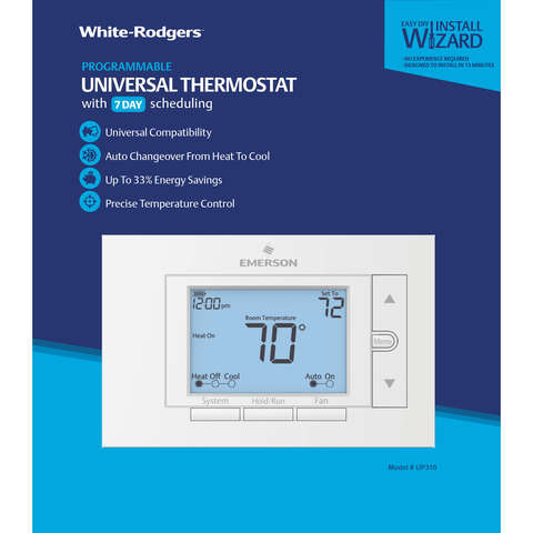 Emerson Heating and Cooling Push Buttons Programmable Thermostat