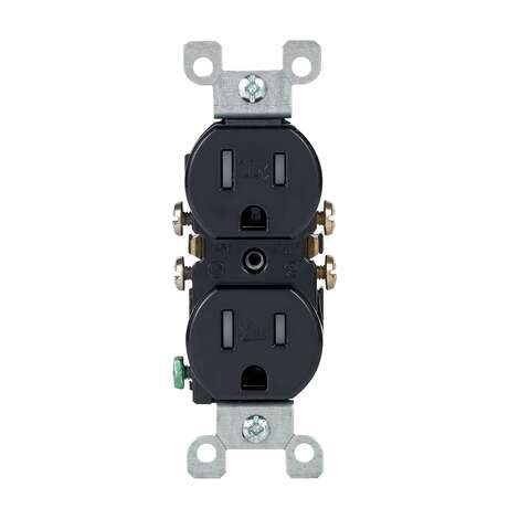 Leviton 15 amps 125 V Duplex Black Outlet 5-15R 1 pk