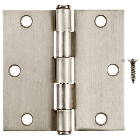 Hampton 3-1/2 in. L Satin Nickel Residential Door Hinge 12 pk