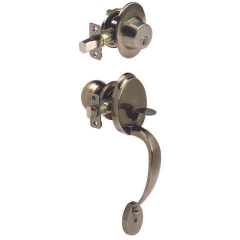 Ace Colonial Antique Brass Entry Handleset 1-3/4 in.