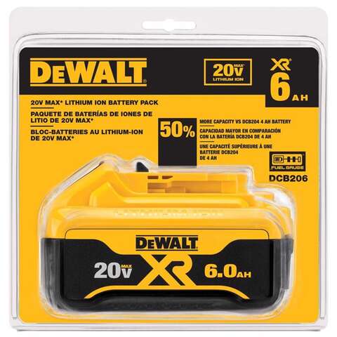 DeWalt 20V MAX DCB206 6 Ah Lithium-Ion Battery Pack 1 pc