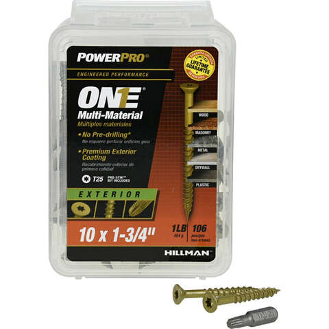 HILLMAN POWERPRO ONE No. 10 X 1-3/4 in. L Star Flat Head Coarse Multi-Material Screw