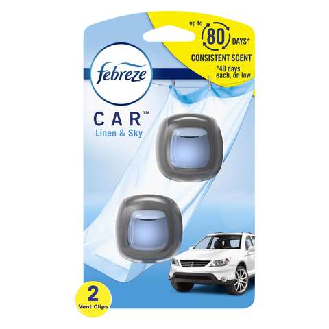 Febreze Linen and Sky Scent Car Air Freshener 0.06 oz Liquid 2 pk, Pack of 8