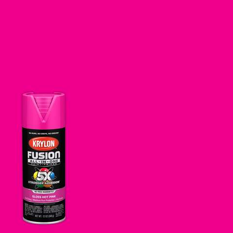 Krylon Fusion All-In-One Gloss Hot Pink Paint+Primer Spray Paint 12 oz, Pack of 6