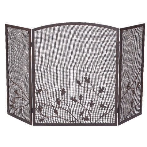 Panacea Colonial Brown/Gray Brushed Steel Fireplace Screen