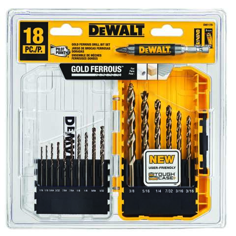 DeWalt Pilot Point Ferrous Oxide Drill Bit Set Round Shank 18 pc