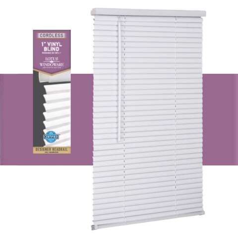 Living Accents Vinyl 1 in. Mini-Blinds 26 in. W X 72 in. H White Cordless