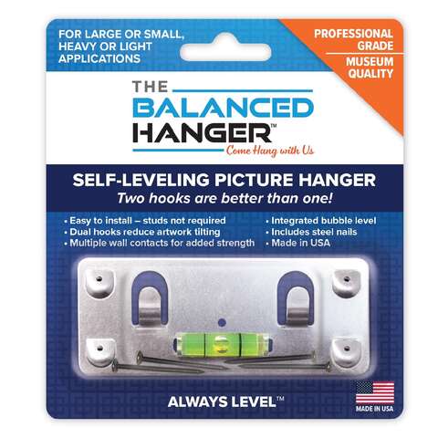 Balanced Hanger Always Level Metallic Silver Heavy Duty Mirror/Picture Hanging Kit 75 lb 1 pk