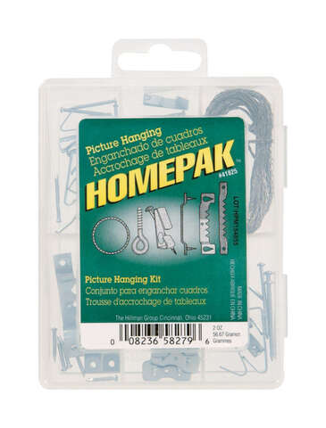 HILLMAN Homepak Zinc Silver Standard Picture Hanging Set 30 lb 50 pk, Pack of 5