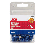 Ace Insulated Wire Spade Terminal Blue 100 pk