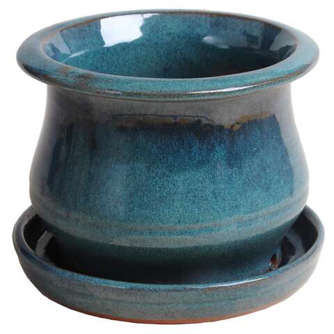 Trendspot Low Bell 5.3 in. H X 6.9 in. W X 6.9 in. D X 7 in. D Ceramic Planter Aqua Blue, Pack of 2