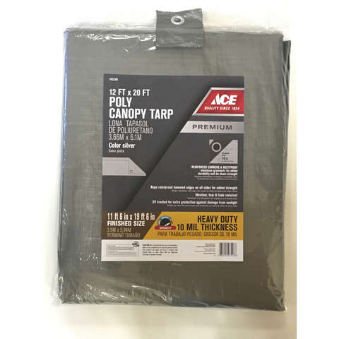 Ace 12 ft. W X 20 ft. L Heavy Duty Polyethylene Canopy Tarp Silver