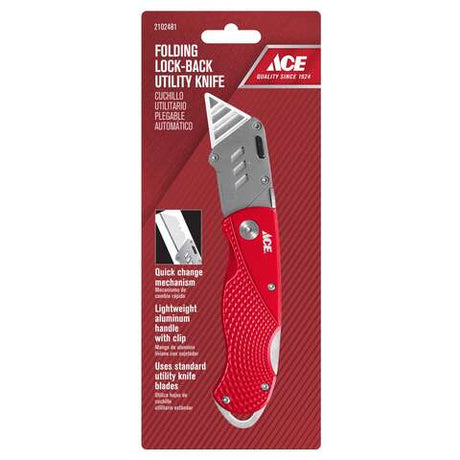 Ace 6 in. Lockback Utility Knife Red 1 pk