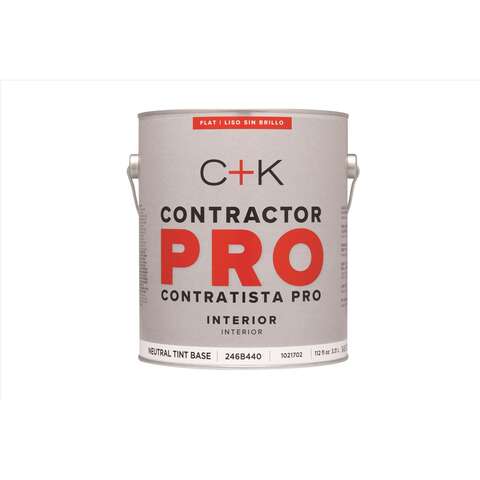 C+K Contractor Pro Flat Tint Base Neutral Base Paint Interior 1 gal, Pack of 4