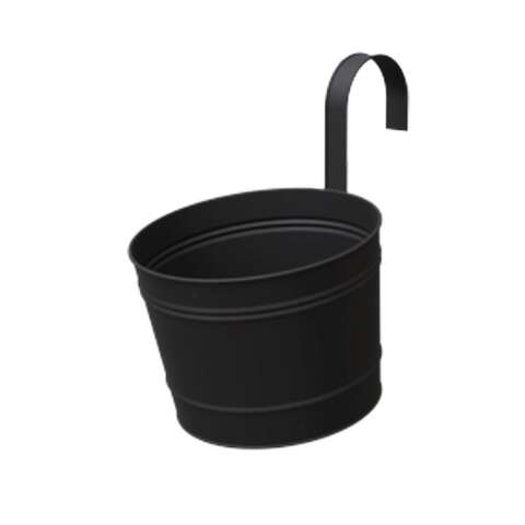 Panacea 10.5 in. H X 8 in. D Metal Over The Rail Planter Black, Pack of 6