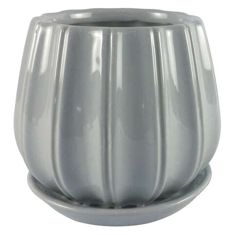 Trendspot Contour 7.28 in. H X 8 in. W X 8 in. D X 8 in. D Ceramic Planter Gray, Pack of 2