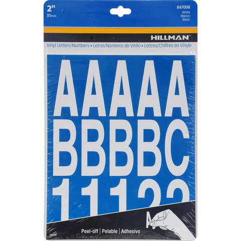 Hillman 2 in. White Vinyl Self-Adhesive Letter and Number Set 0-9, A-Z 205 pc, Pack of 6