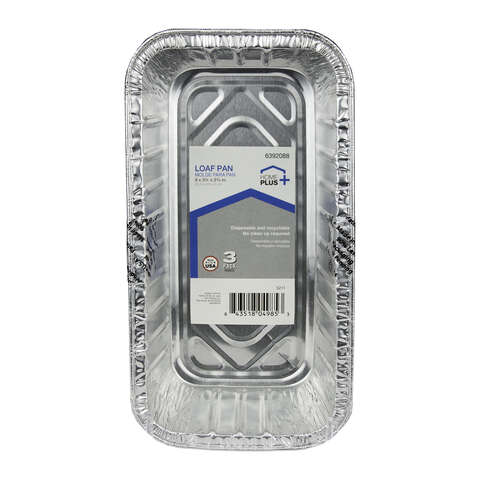 Home Plus Durable Foil 3-3/4 in. W X 8 in. L Loaf Pan Silver 3 pk, Pack of 12