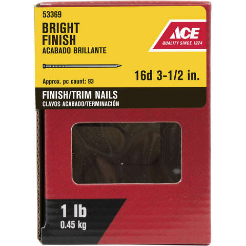 Ace 16D 3-1/2 in. Finishing Bright Steel Nail Countersunk Head 1 lb