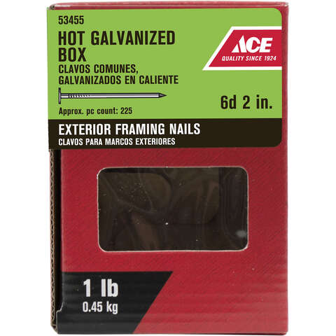 Ace 6D 2 in. Box Hot-Dipped Galvanized Steel Nail Flat Head 1 lb