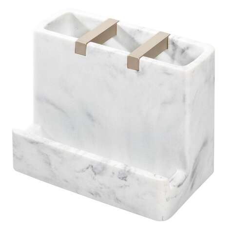 InterDesign Dakota Vanity Satin White Marble Plastic/Steel Toothbrush Holder