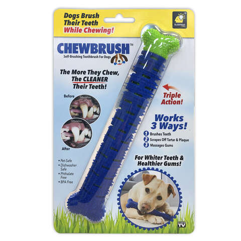 BulbHead Chew Brush Blue Dog Self Brushing Toothbrush 1 pk