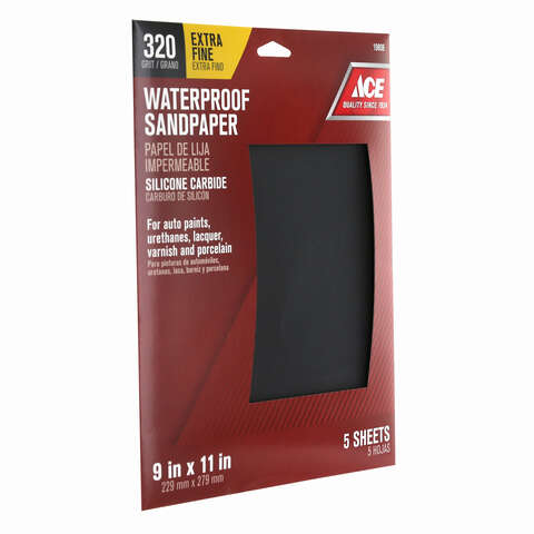 Ace 11 in. L X 9 in. W 320 Grit Silicon Carbide Waterproof Sandpaper 5 pk, Pack of 10