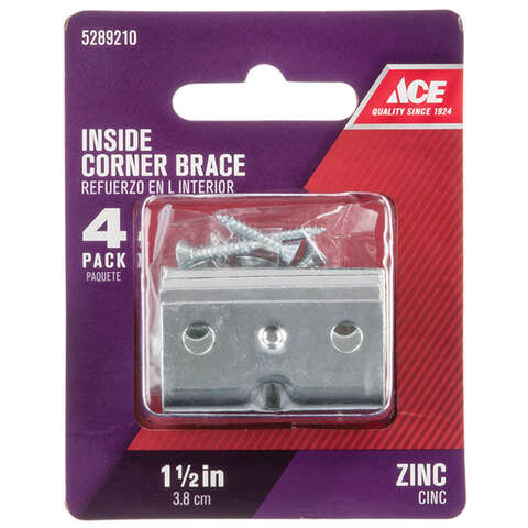 Ace 1-1/2 in. H X 2.75 in. W X 1-1/2 in. D Zinc Inside Corner Brace, Pack of 5