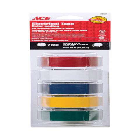 Ace 3/4 in. W X 12 ft. L Assorted Vinyl Electrical Tape