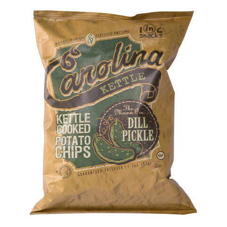 1 in 6 Snacks Carolina Dill Pickle Potato Chips 2 oz Bagged, Pack of 20