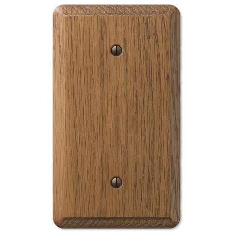 Amerelle Contemporary Medium Brown 1 gang Oak Wood Blank Wall Plate 1 pk