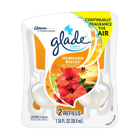 Glade Plug-Ins Hawaiian Breeze Scent Air Freshener Oil Refill 1.34 oz Liquid 2 pk, Pack of 6