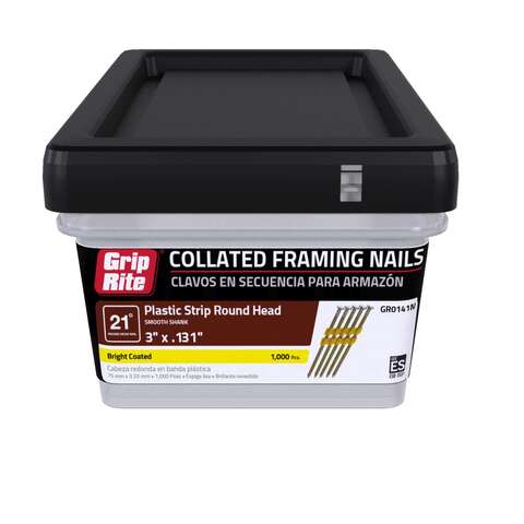 Grip-Rite 3 in. L X 10 Ga. Angled Strip Brite Framing Nails 21 deg 1000 pk