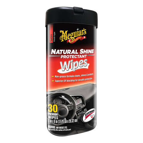 Meguiar's Natural Shine Plastic/Rubber/Vinyl Protectant Wipes 30 ct