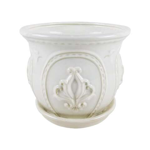 Trendspot Classical Ornate 5.1 in. H X 6 in. W X 6 in. D X 6 in. D Ceramic Planter White, Pack of 2